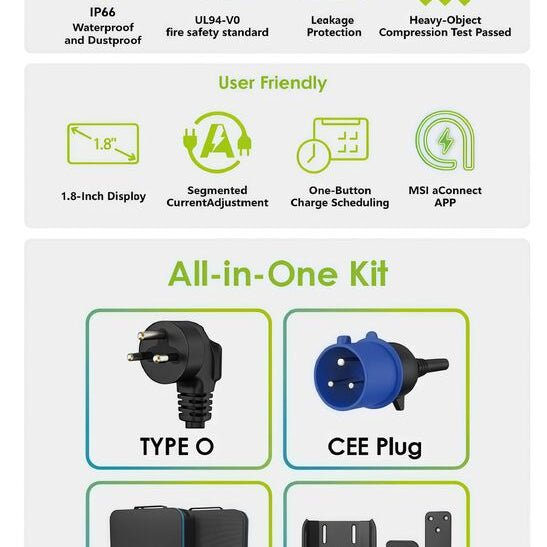 MSI Portable EV Charger Grey Ezgo 10A+15A+Home Kit Single Phase - image 12
