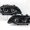 3D LED Dual Halo Black Projector Head Light Fit For BMW X5 E53 1999-2003