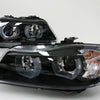 Black 3D LED DRL Angel-Eyes Projector Head Lights Fit For BMW 3-Series E91 E90 Sedan 2005-2008