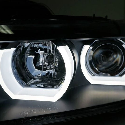Black 3D LED DRL Angel-Eyes Projector Head Lights Fit For BMW 3-Series E91 E90 Sedan 2005-2008 - image 5