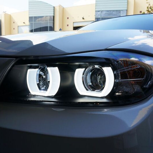 Black 3D LED DRL Angel-Eyes Projector Head Lights Fit For BMW 3-Series E91 E90 Sedan 2005-2008 - image 6