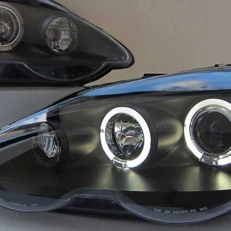 Black Dual Halo LED Projector Headlights Fit For Honda Integra Type S Type R 2001-2003 - image 2
