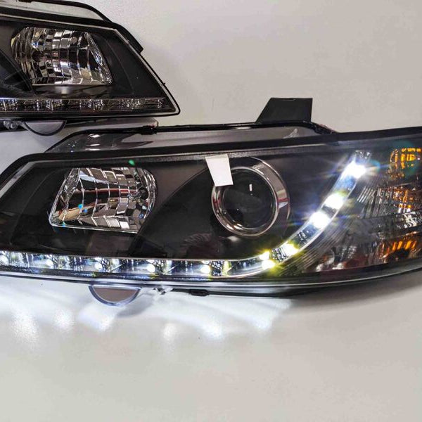 Black DRL LED Projector Head Lights Fit For Holden Commodore VY UTE 2002-2004 - image 2