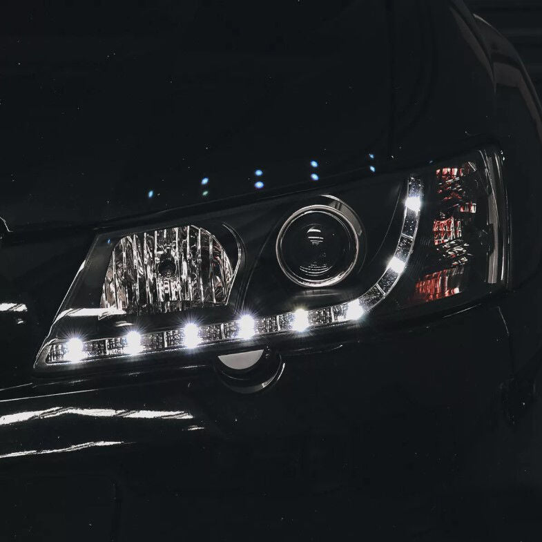 Black DRL LED Projector Head Lights Fit For Holden Commodore VY UTE 2002-2004 - image 6