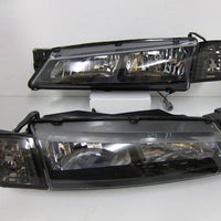 JDM Black OE Headlights & Black Corner Head Lights Fit For Nissan Silvia S14 200SX S2 1996-1998 - image 2