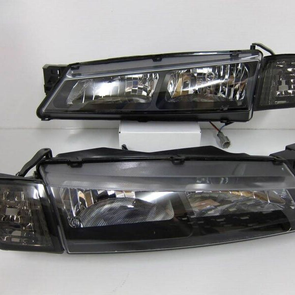 JDM Black OE Headlights & Black Corner Head Lights Fit For Nissan Silvia S14 200SX S2 1996-1998 - image 2