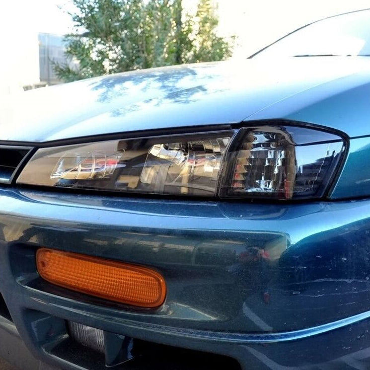 JDM Black OE Headlights & Black Corner Head Lights Fit For Nissan Silvia S14 200SX S2 1996-1998 - image 7
