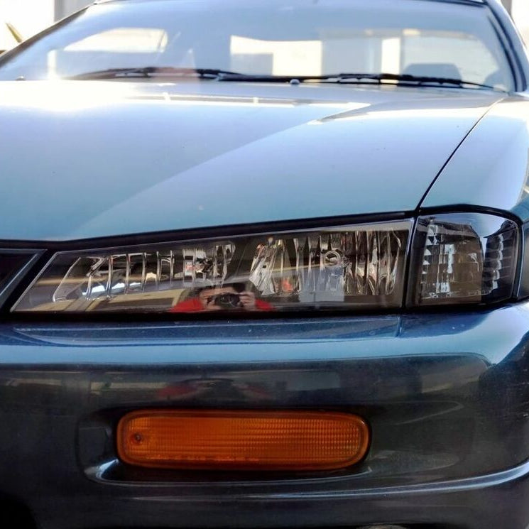 JDM Black OE Headlights & Black Corner Head Lights Fit For Nissan Silvia S14 200SX S2 1996-1998 - image 8
