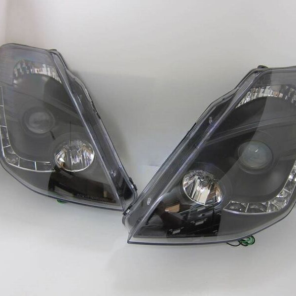 DRL LED Black Projector Headlights Fit For Nissan 350Z Z33 Fairlady Halogen Type 2003-2005 - image 2