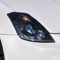 DRL LED Black Projector Headlights Fit For Nissan 350Z Z33 Fairlady Halogen Type 2003-2005 - image 3
