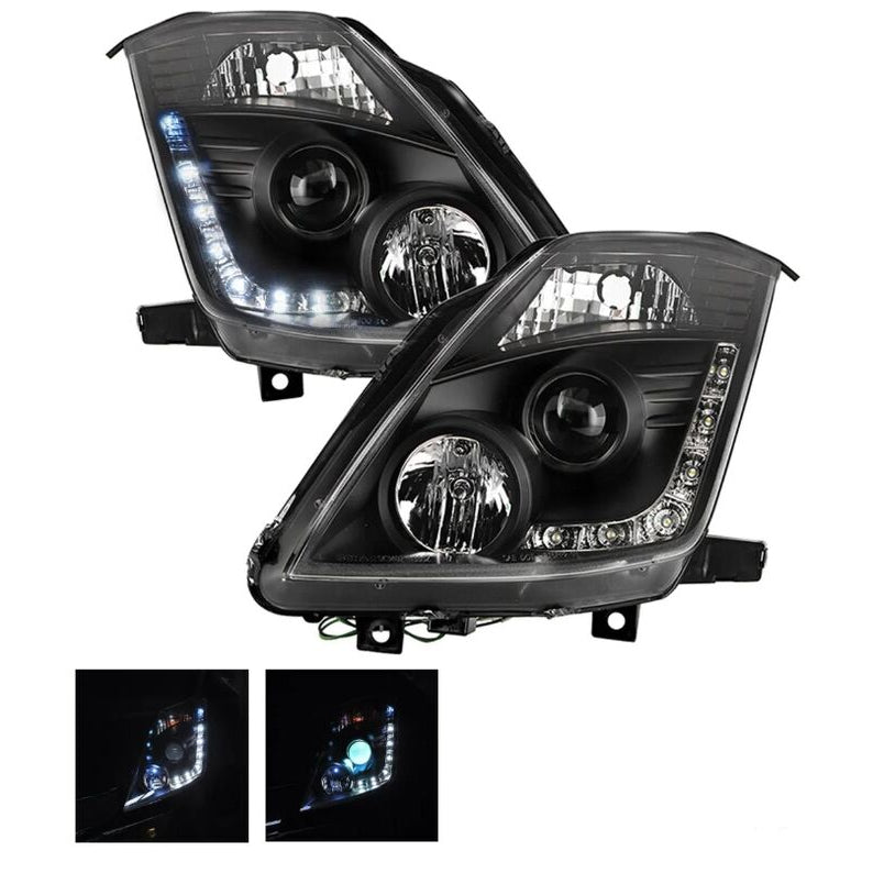 DRL LED Black Projector Headlights Fit For Nissan 350Z Z33 Fairlady Halogen Type 2003-2005 - image 11