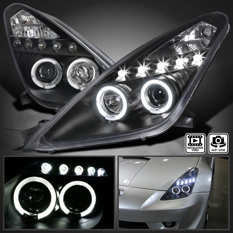 Black LED Angel-Eyes Projector Head Lights Fit For Toyota Celica SS2 1999-2005 - image 6