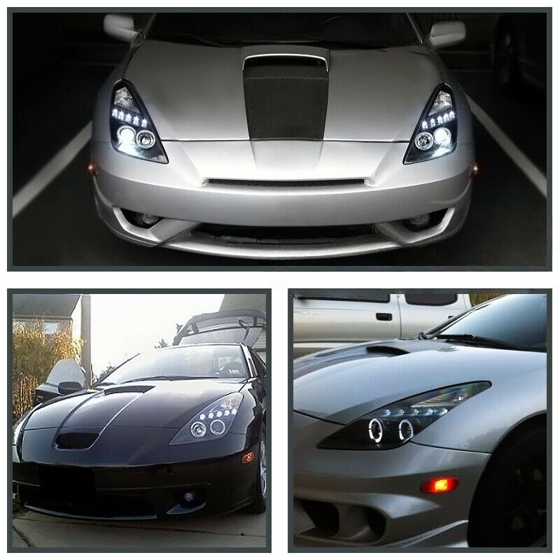 Black LED Angel-Eyes Projector Head Lights Fit For Toyota Celica SS2 1999-2005 - image 9