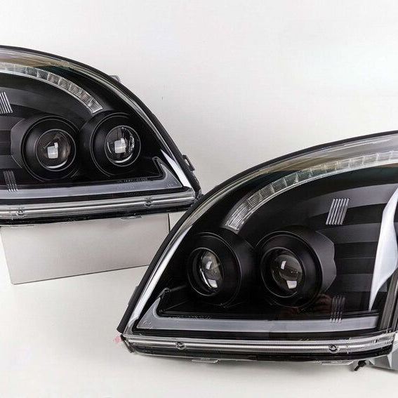 3D LED DRL Dual Projector Head Lights Fit For Toyota Prado FJ120 2003-2009 - image 1