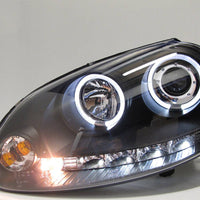 Black LED DRL Angel Eyes Projector Head Lights Fit For VW Golf V TDI GTI 2003-2008 - image 2