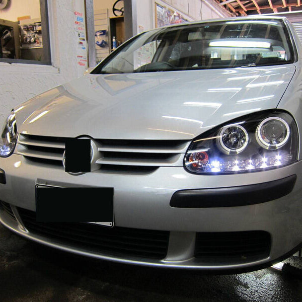 Black LED DRL Angel Eyes Projector Head Lights Fit For VW Golf V TDI GTI 2003-2008 - image 7