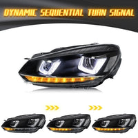 DRL Sequential LED Headlights Fit For Volkswagen VW Golf 6 MK6 GTI TDI 2008-2014 - image 4