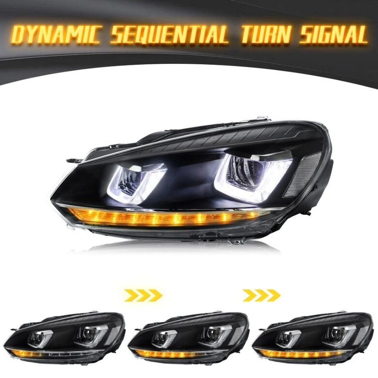 DRL Sequential LED Headlights Fit For Volkswagen VW Golf 6 MK6 GTI TDI 2008-2014 - image 4