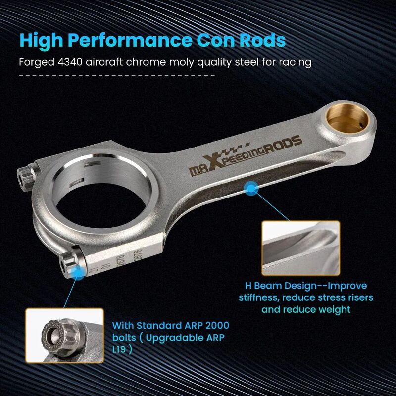 MAX PEEDING RODS 4x Connecting Rod Rods And Bolts Fit For Honda Acura K24A1 K24A2 K24A4 K24A8 2.4L 152mm - image 4