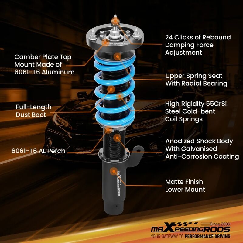 MAX PEEDING RODS 24 Ways Adjustable Damper Spring Coilover Shock Absorbe Kit Fit For BMW E46 3 Series - image 8