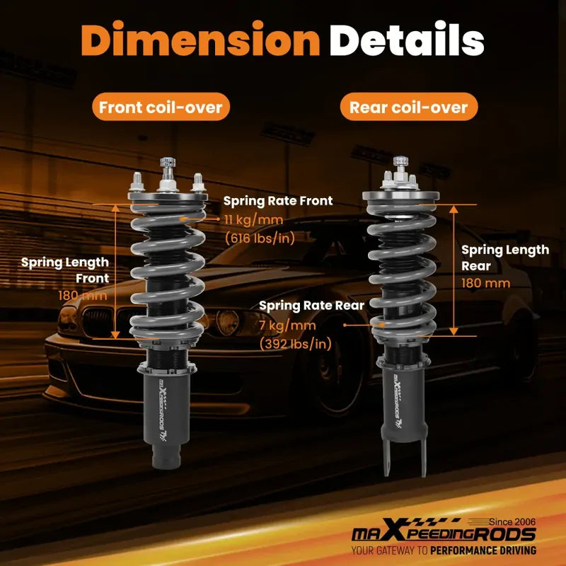 MAX PEEDING RODS 24 Levels Adjustable Coilover Fit For Honda Civic EJ EK EM EK1 EK4 EJ6 1996-2000 - image 8
