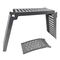 2-In-1 Multi-Use Foldable Steel Car Ramp Grey Sturdy For Loading Or Elevation - image 3