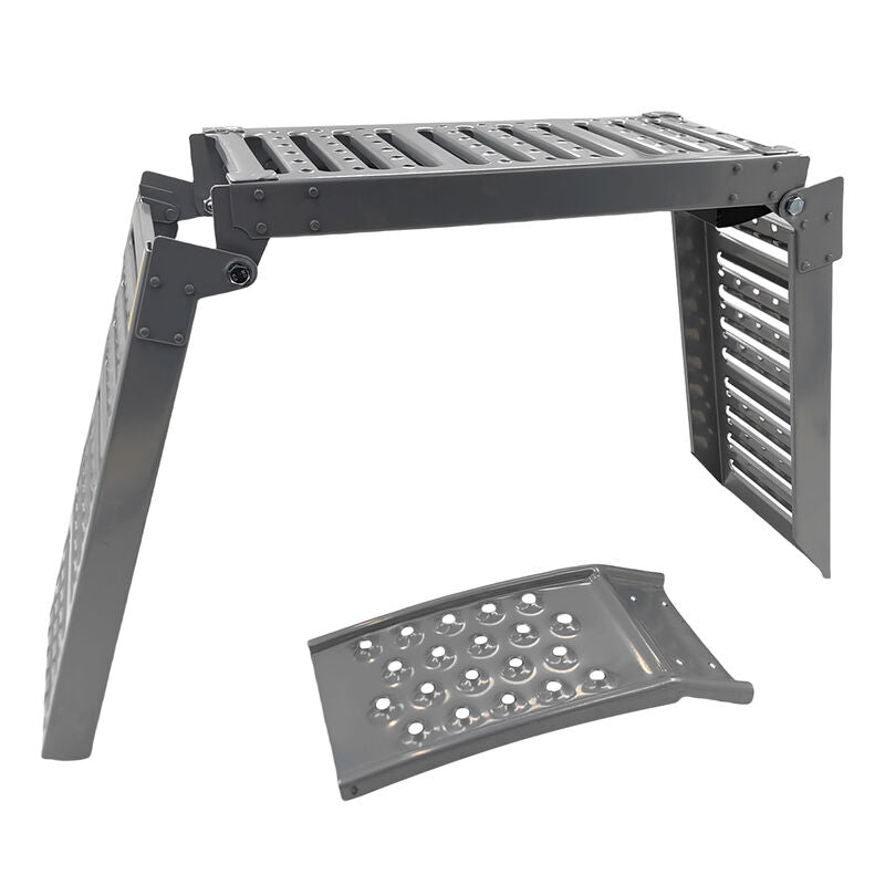 2-In-1 Multi-Use Foldable Steel Car Ramp Grey Sturdy For Loading Or Elevation - image 3