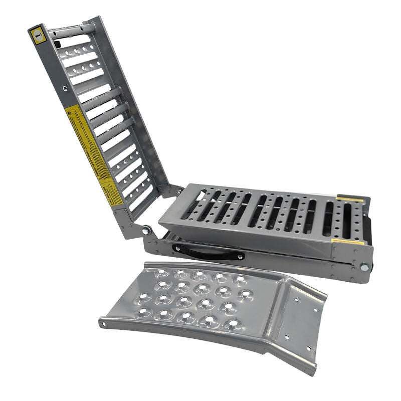2-In-1 Multi-Use Foldable Steel Car Ramp Grey Sturdy For Loading Or Elevation - image 5