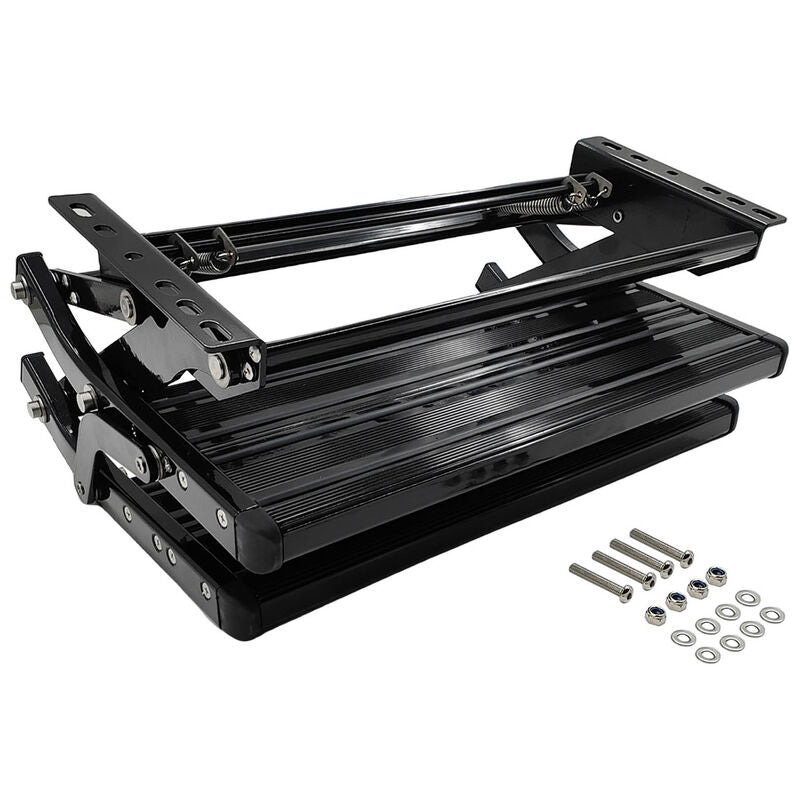 Double Caravan Step With Screws Kit Aluminum Black Pull Out Folding Fit For RV Camper Trailer - image 2