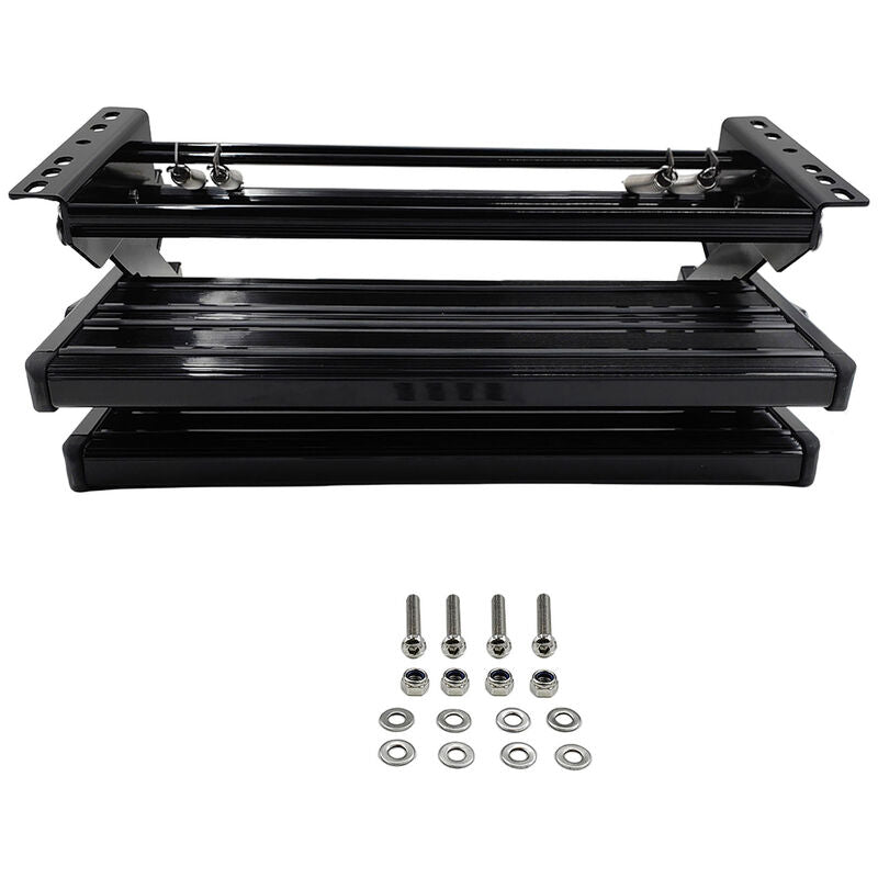 Double Caravan Step With Screws Kit Aluminum Black Pull Out Folding Fit For RV Camper Trailer - image 4