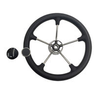 13-1/2'' Inch 5-Spoke Destroyer Style Boat Steering Wheel With Knob & Center Cap - image 1