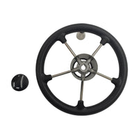 13-1/2'' Inch 5-Spoke Destroyer Style Boat Steering Wheel With Knob & Center Cap - image 2