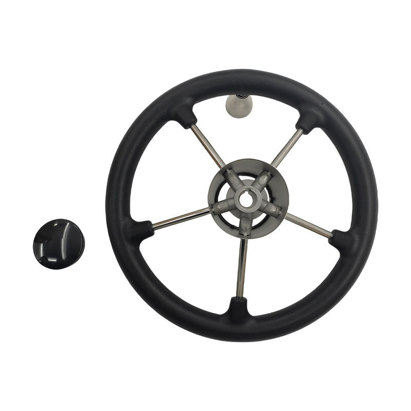 13-1/2'' Inch 5-Spoke Destroyer Style Boat Steering Wheel With Knob & Center Cap - image 2