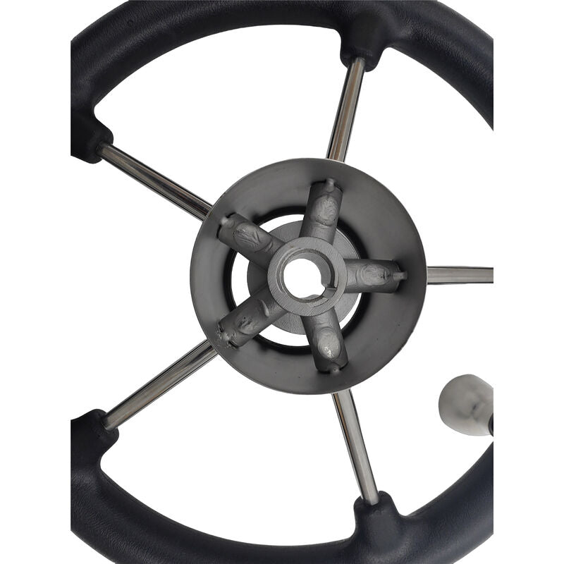 13-1/2'' Inch 5-Spoke Destroyer Style Boat Steering Wheel With Knob & Center Cap - image 5