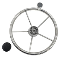 5 Spoke 13-1/2 Inch 13.5'' Destroyer Style Stainless Boat Steering Wheel With Knob - image 1