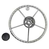 5 Spoke 13-1/2 Inch 13.5'' Destroyer Style Stainless Boat Steering Wheel With Knob - image 2