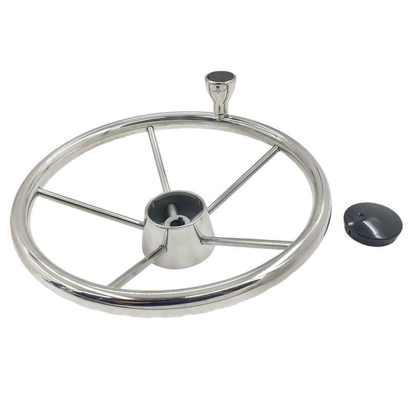 5 Spoke 13-1/2 Inch 13.5'' Destroyer Style Stainless Boat Steering Wheel With Knob - image 4