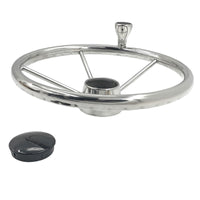 5 Spoke 13-1/2 Inch 13.5'' Destroyer Style Stainless Boat Steering Wheel With Knob - image 5