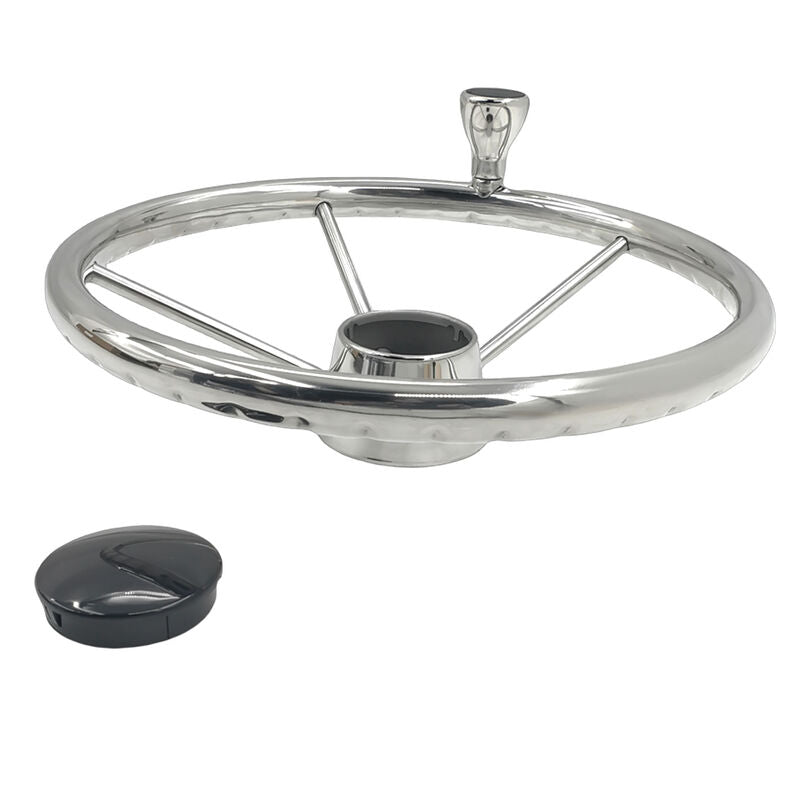 5 Spoke 13-1/2 Inch 13.5'' Destroyer Style Stainless Boat Steering Wheel With Knob - image 5