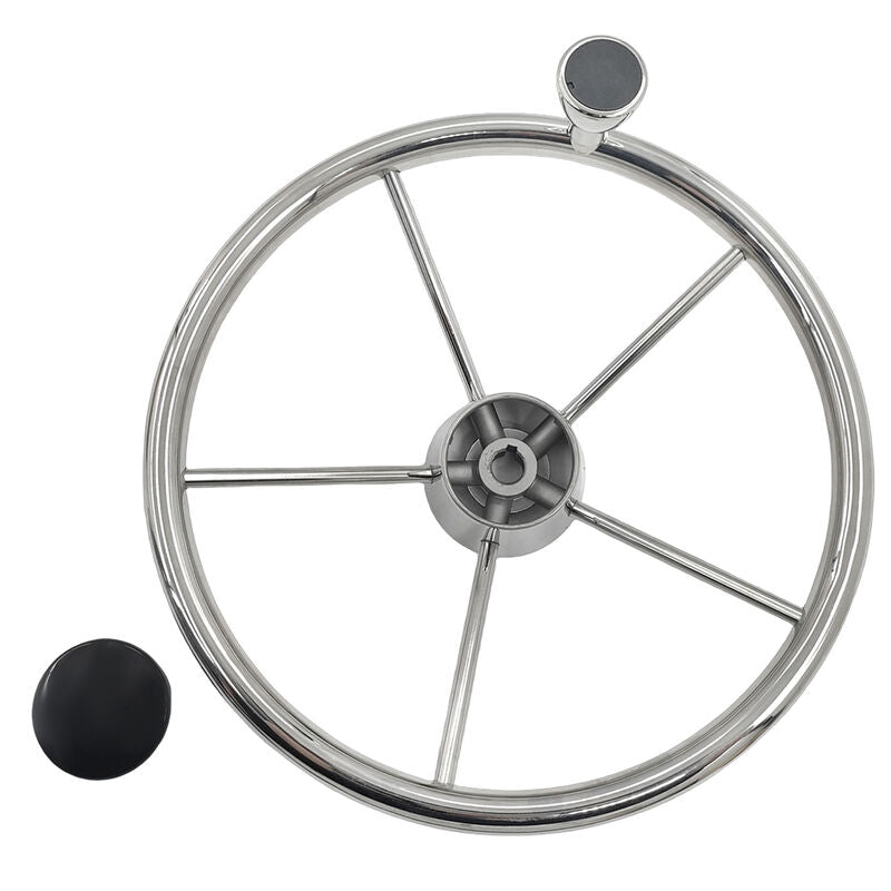 5 Spoke 13-1/2 Inch 13.5'' Destroyer Style Stainless Boat Steering Wheel With Knob - image 8