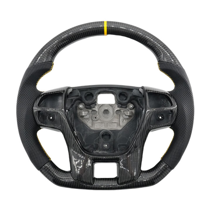 Steering Wheel Leather + Carbon Fibre Yellow Line Fit For Ford Ranger PX2 PX3 Everest UA - image 1