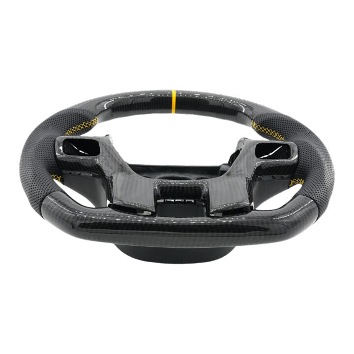 Steering Wheel Leather + Carbon Fibre Yellow Line Fit For Ford Ranger PX2 PX3 Everest UA - image 2