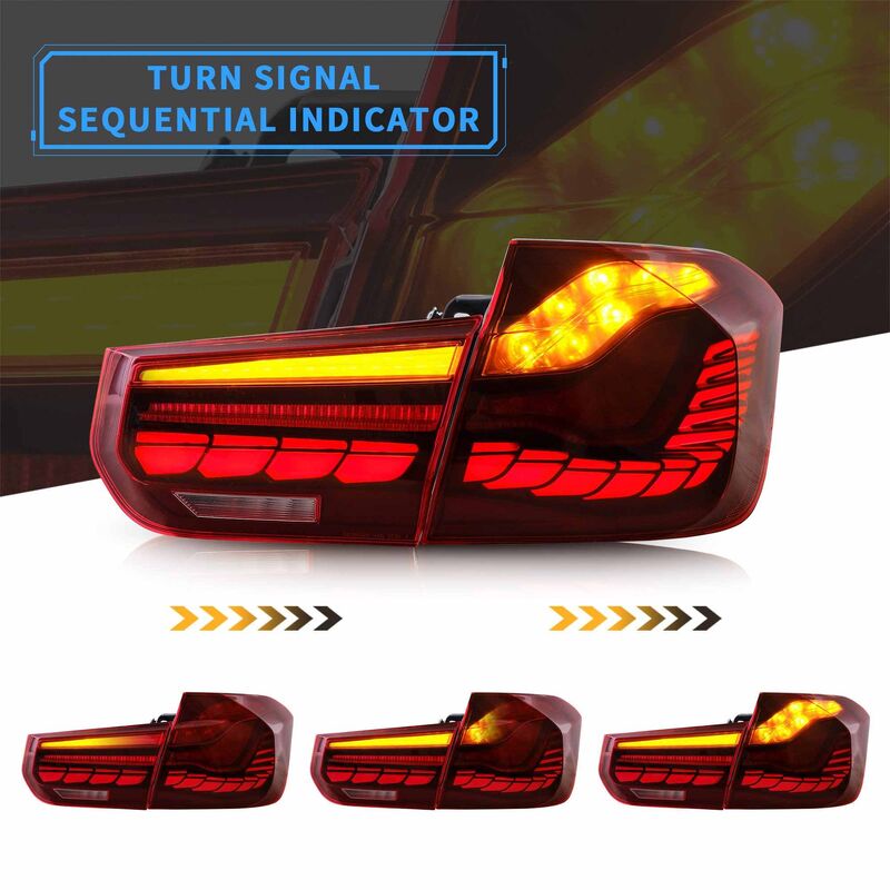 Clear Red 3D OLED Sequential Tail Lights Fit For BMW F30 F35 F80 M3 2012-2018 - image 13