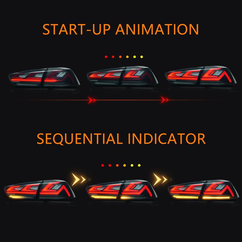 Smoke 3D V3 LED Tail Lights Fit For Mitsubishi Lancer CJ EVO X VRX 2007-2018 - image 10