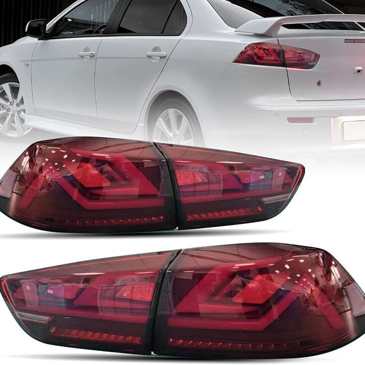 Clear Red 3D V3 LED Tail Lights Fit For Mitsubishi Lancer CJ EVO X VRX 2007-2018 - image 2