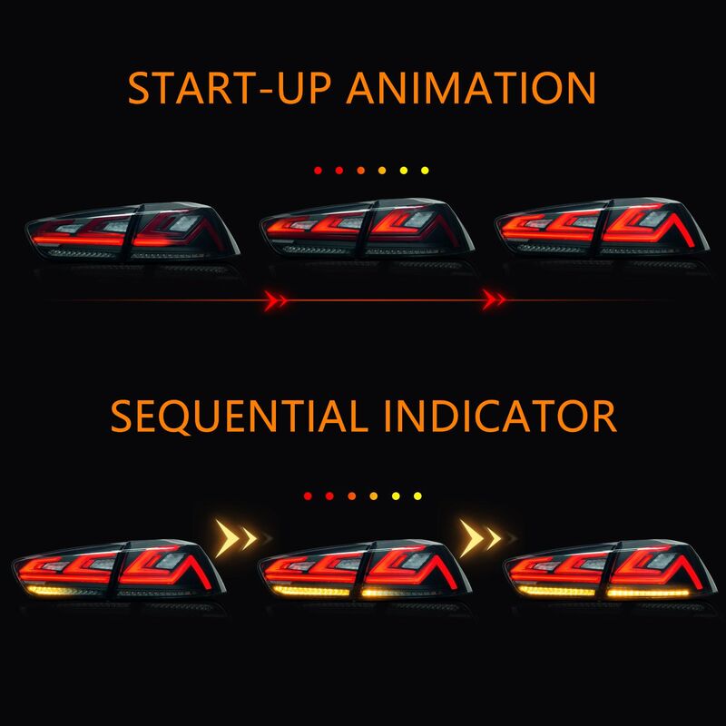 Clear Red 3D V3 LED Tail Lights Fit For Mitsubishi Lancer CJ EVO X VRX 2007-2018 - image 7