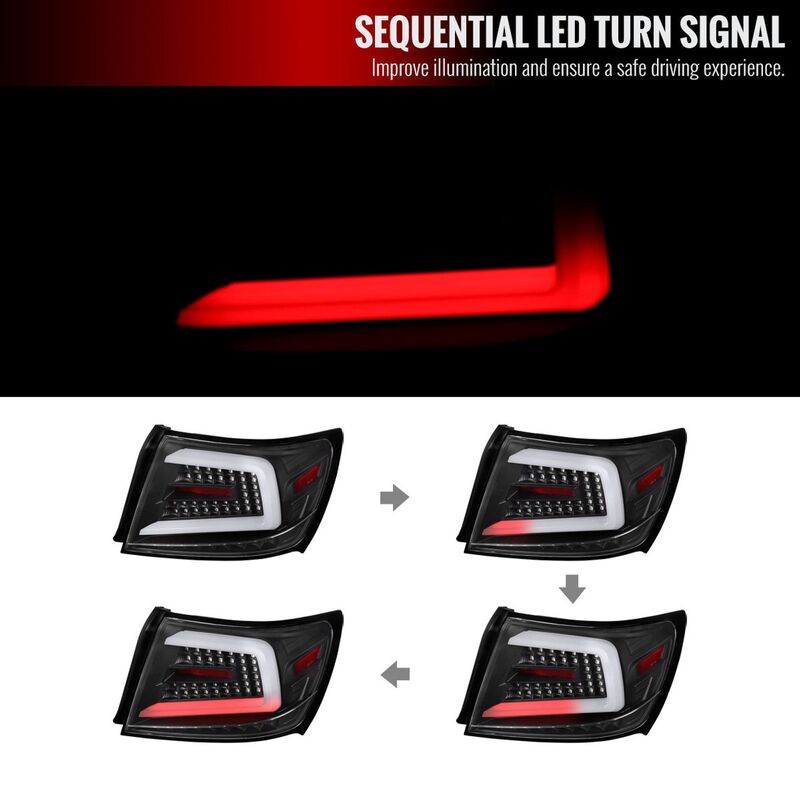 Spec D Glossy Black Sequential LED Taillights Fit For Subaru Impreza WRX STI Sedan G3 2008-2013 - image 6