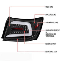 Spec D Glossy Black Sequential LED Taillights Fit For Subaru Impreza WRX STI Sedan G3 2008-2013 - image 11