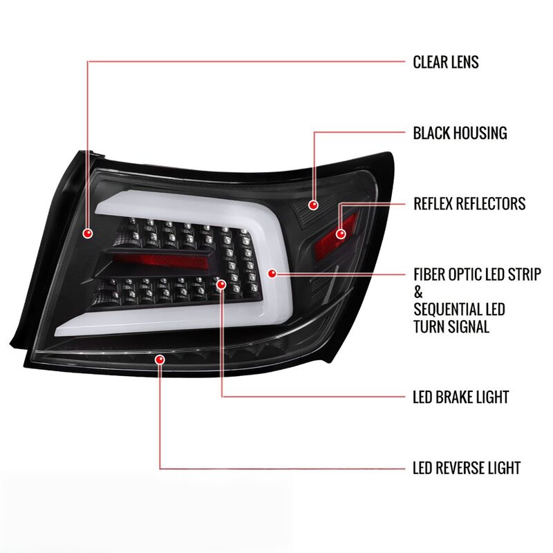 Spec D Glossy Black Sequential LED Taillights Fit For Subaru Impreza WRX STI Sedan G3 2008-2013 - image 11