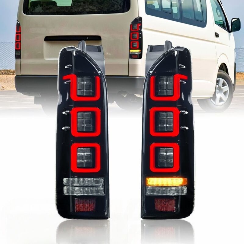 Smoke Black V3 3D Full LED Tail Lights Fit For Toyota Hiace Van 2004-2020 - image 3